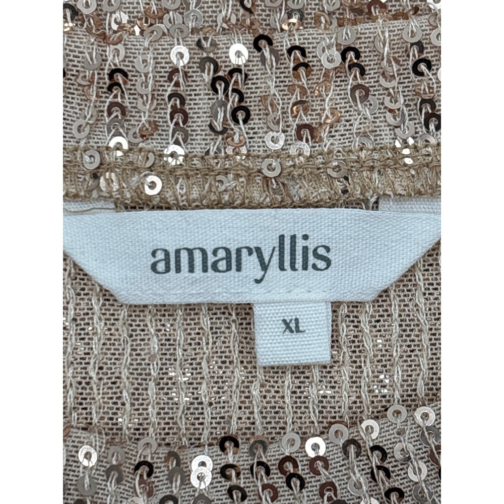 Amaryllis Women's XL Gold Sequin Knit Top Short Sleeve Sparkly Glam Party Dressy - Picture 4 of 7